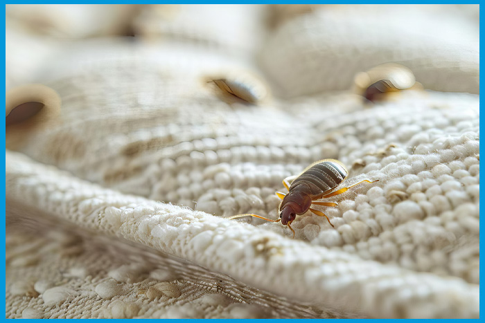 Matelas avec des punaises de lit en gros plan