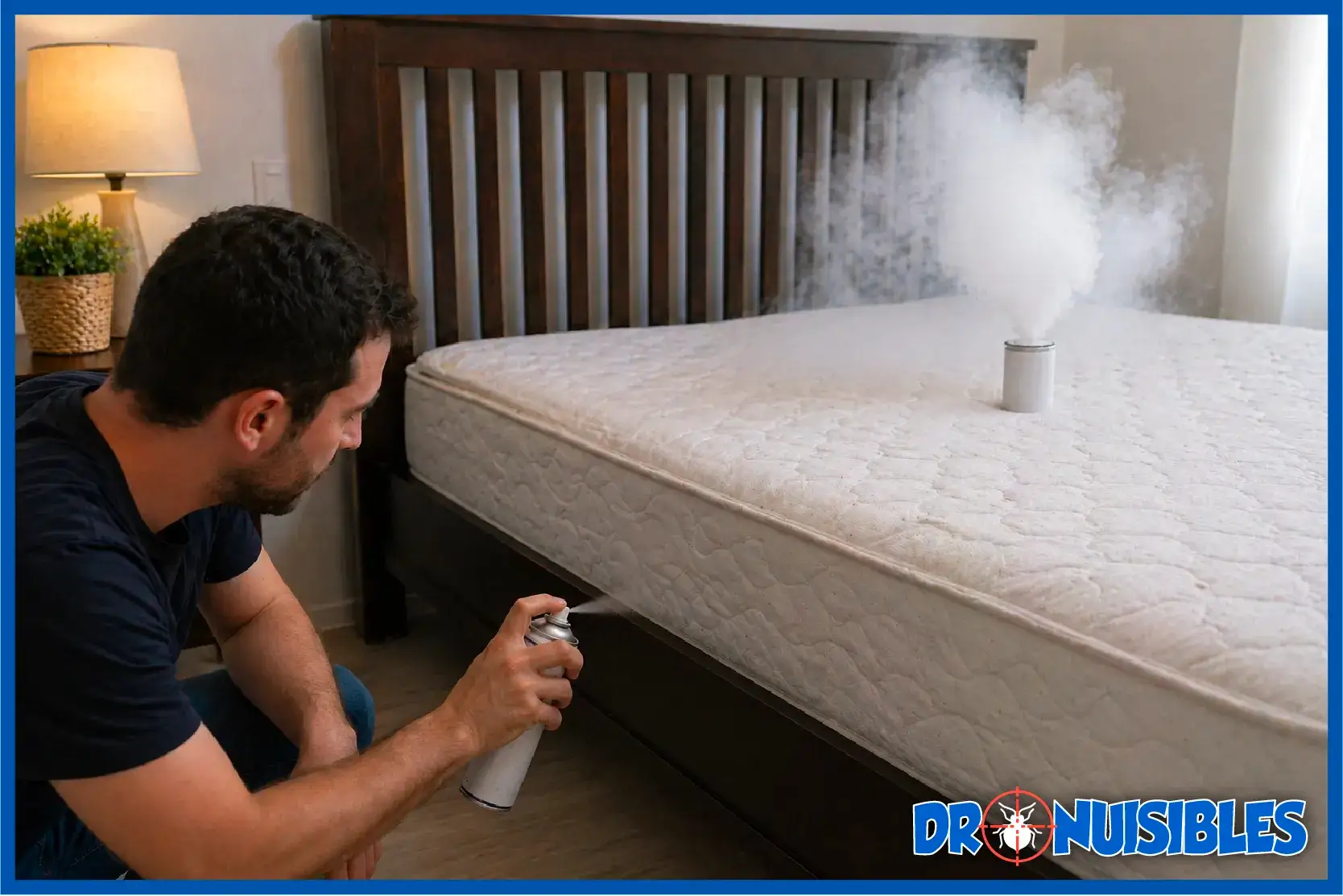 Application d’un insecticide pour traitement des punaises de lit sur matelas