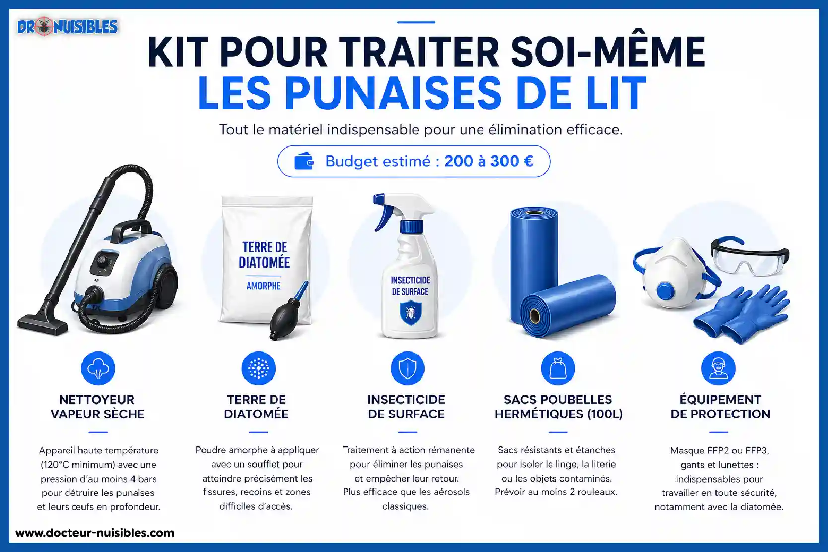 Kit complet pour traiter soi-même les punaises de lit avec matériel indispensable