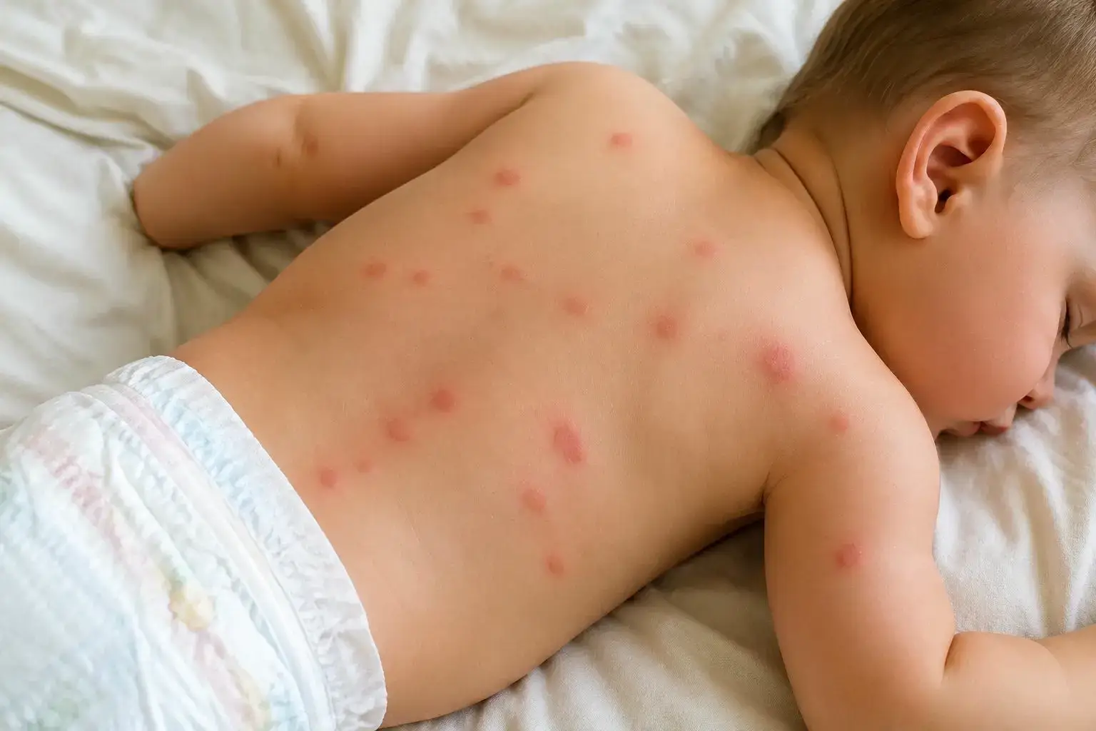 Photo de piqûres de punaises de lit chez un bébé