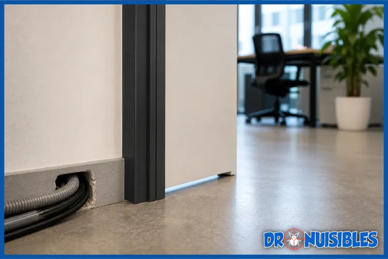 point entree rongeurs bureau passage cable bas de porte