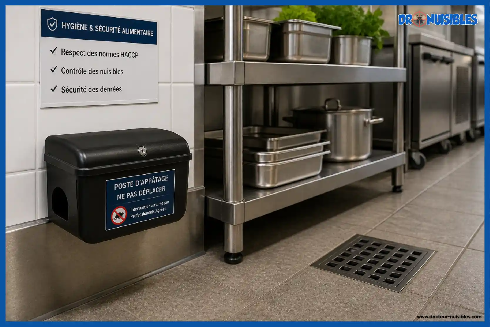 poste d appatage deratisation discret dans un commerce alimentaire cuisine professionnelle