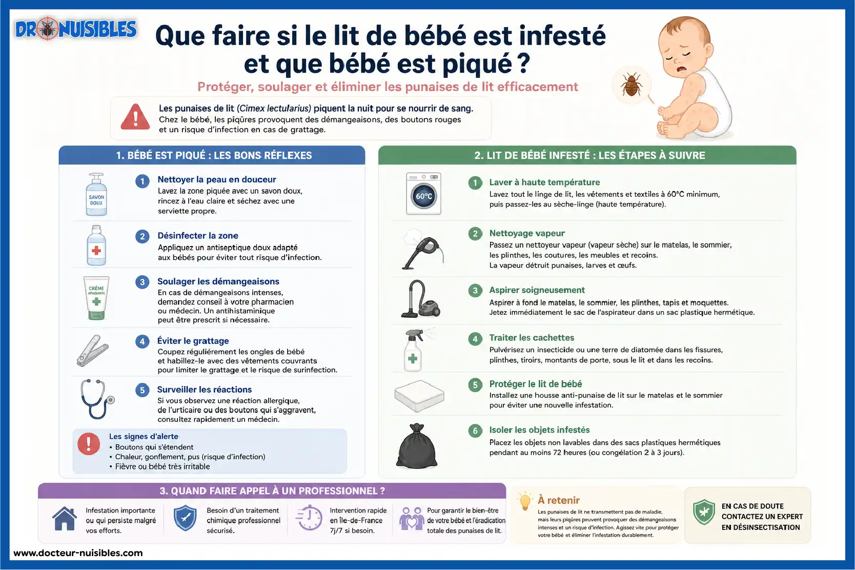 que faire si bébé est piqué par des punaises de lit et lit infesté étapes traitement
