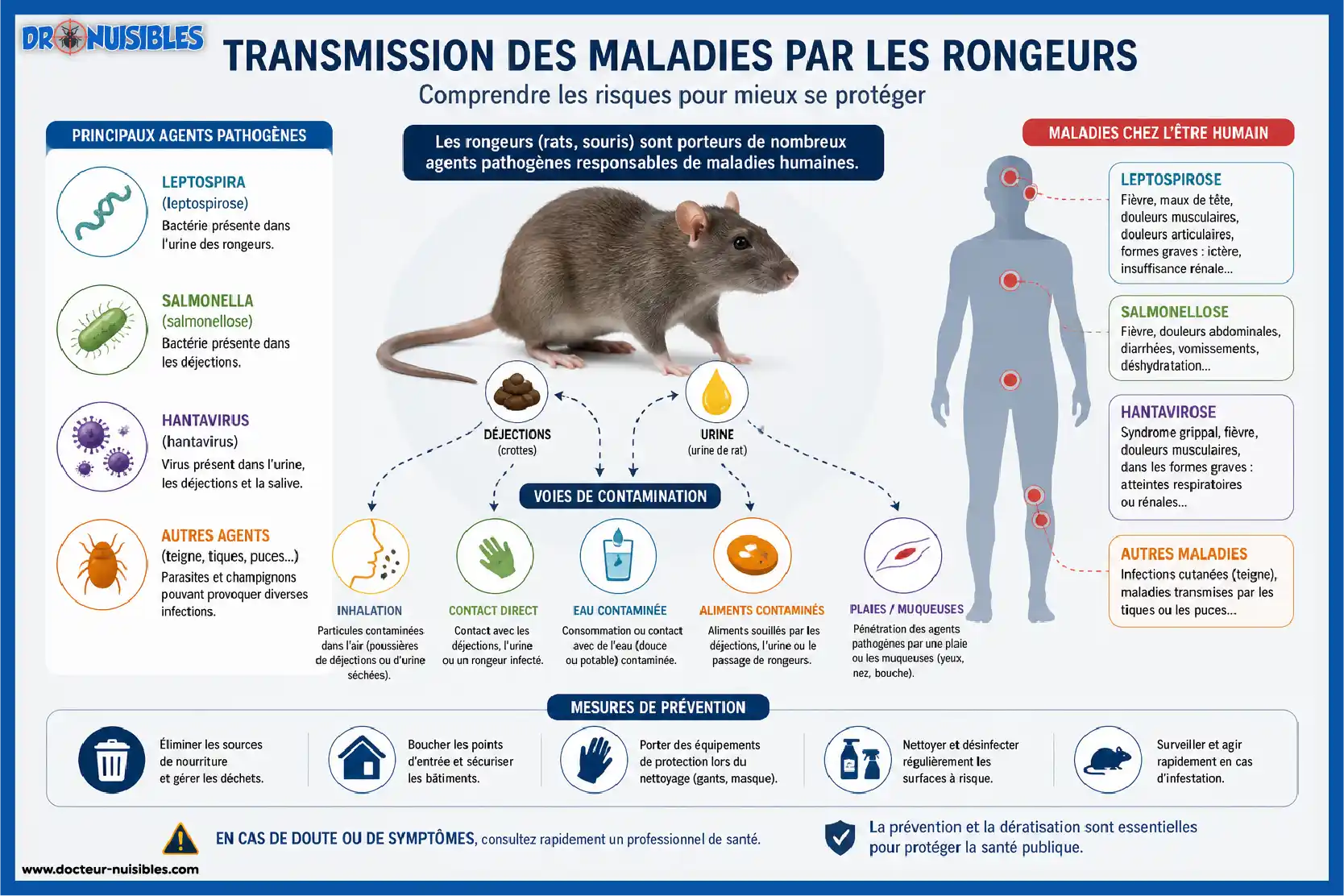 schema transmission maladies rongeurs leptospirose salmonellose contamination